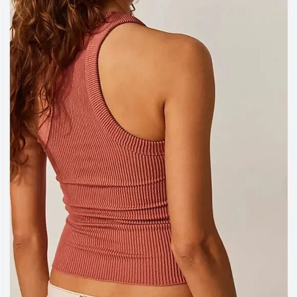 Free People Rust Ribbed Racerback Tank Top - Picture 13 of 14